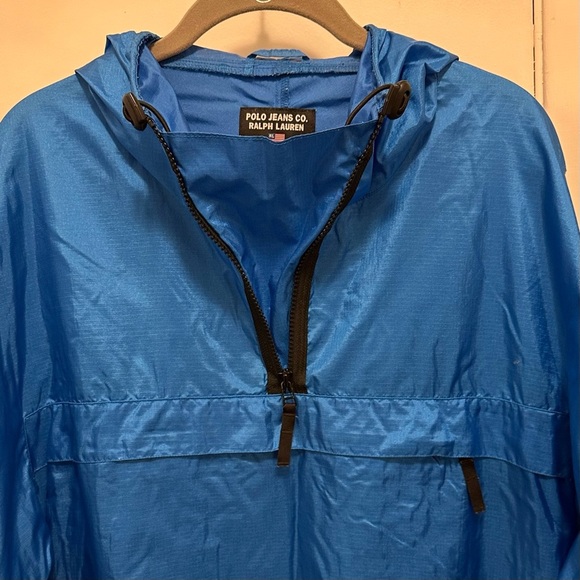 Vintage Polo Jeans Ralph Lauren Jacket M Blue Anorak Windbreaker Rain Track Y2K - Picture 3 of 8